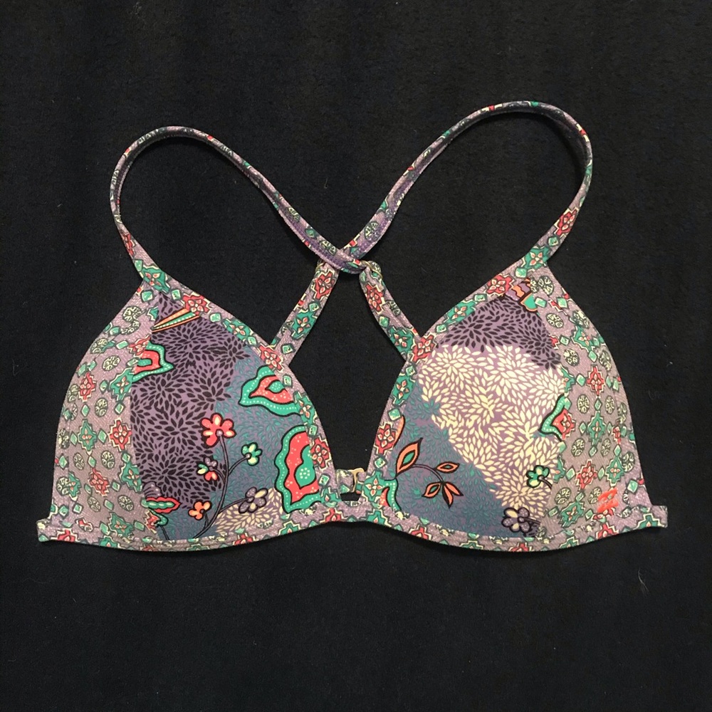 Billabong purple floral bikini top